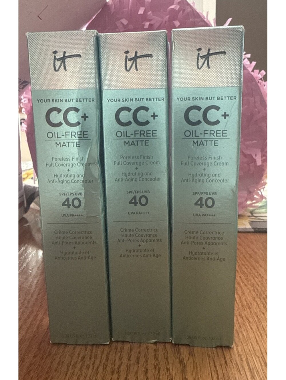 Bundle Of 3 It Cosmetics CC Oil-Free Matte SPF 40 Full Coverage cream Tan